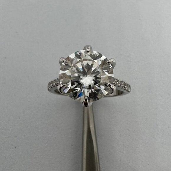 5 Carat Moissanite Ring 6 Prong Brilliant Round Cut 18K 925 GRA Certified - Picture 7 of 12